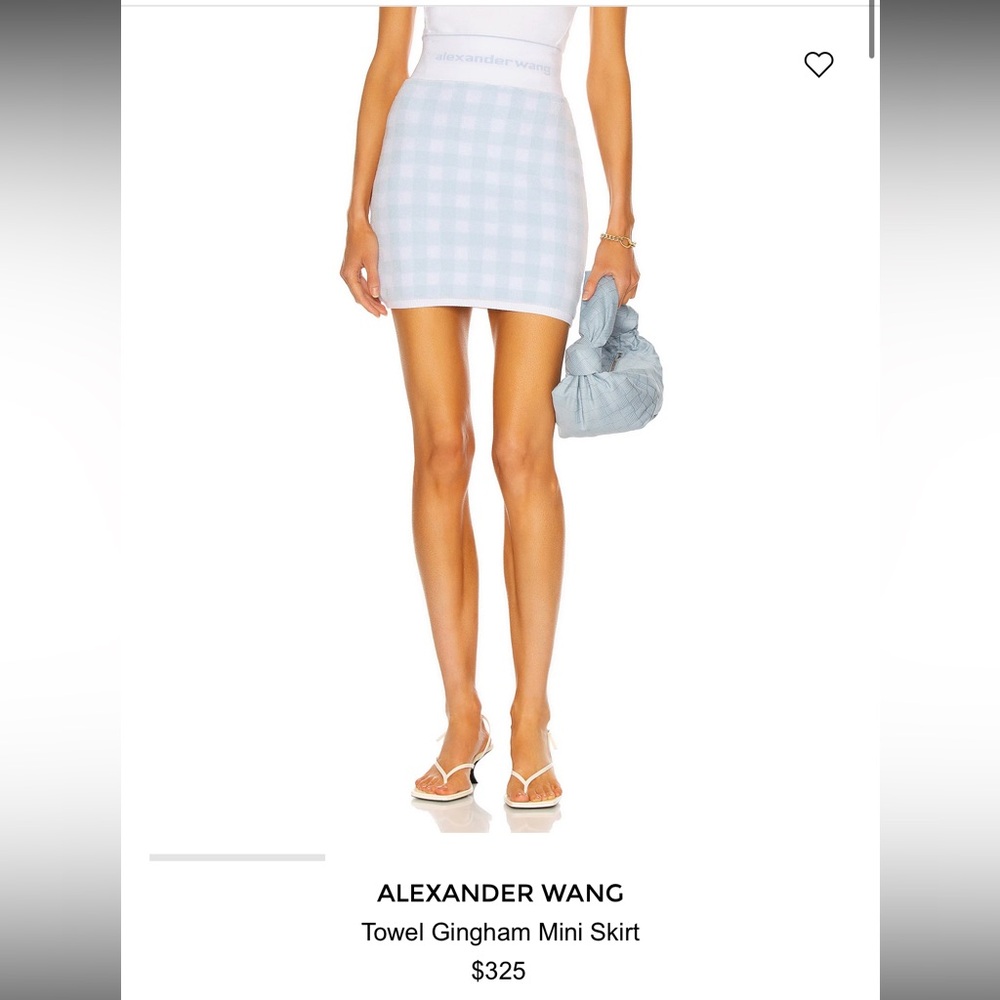 Alexander Wang Gingham Cotton-Blend Terry Mini Skirt with Woven Waistband S